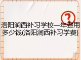 洛阳涧西补习学校一年费用多少钱(洛阳涧西补习学费)