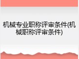 机械专业职称评审条件(机械职称评审条件)