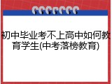 初中毕业考不上高中如何教育学生(中考落榜教育)