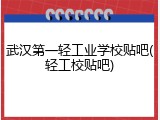 武汉第一轻工业学校贴吧(轻工校贴吧)