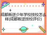 成都叛逆少年学校技校怎么样(成都叛逆技校评价)