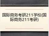 国际商务考研211学校(国际商务211考研)
