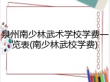 泉州南少林武术学校学费一览表(南少林武校学费)