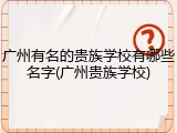 广州有名的贵族学校有哪些名字(广州贵族学校)