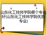 山东化工技师学院哪个专业好(山东化工技师学院优势专业)
