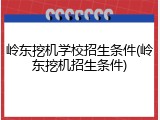 岭东挖机学校招生条件(岭东挖机招生条件)