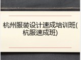 杭州服装设计速成培训班(杭服速成班)