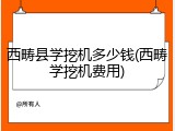西畴县学挖机多少钱(西畴学挖机费用)