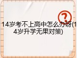 14岁考不上高中怎么办呀(14岁升学无果对策)