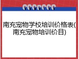 南充宠物学校培训价格表(南充宠物培训价目)