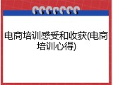 电商培训感受和收获(电商培训心得)