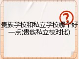 贵族学校和私立学校哪个好一点(贵族私立校对比)