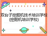 双台子挖掘机技术培训学校(挖掘机培训学校)