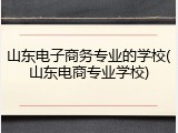 山东电子商务专业的学校(山东电商专业学校)
