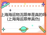 上海海运物流跟单是真的吗(上海海运跟单真伪)