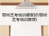 鄂州艺考培训哪家好(鄂州艺考培训推荐)