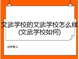 文武学校的文武学校怎么样(文武学校如何)