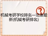 机械考研学校排名一览表最新(机械考研排名)