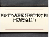 柳州学动漫最好的学校("柳州动漫名校")