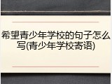 希望青少年学校的句子怎么写(青少年学校寄语)