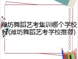 潍坊舞蹈艺考集训哪个学校好(潍坊舞蹈艺考学校推荐)