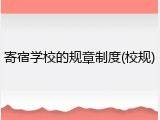 寄宿学校的规章制度(校规)