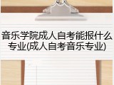 音乐学院成人自考能报什么专业(成人自考音乐专业)