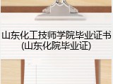 山东化工技师学院毕业证书(山东化院毕业证)