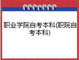 职业学院自考本科(职院自考本科)