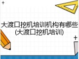 大渡口挖机培训机构有哪些(大渡口挖机培训)