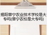揭阳普宁农业技术学校是大专吗(普宁农校是大专吗)