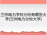 兰州电力学校分校有哪些大学(兰州电力分校大学)