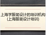 上海学服装设计的培训机构(上海服装设计培训)