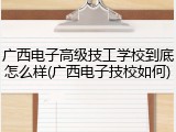 广西电子高级技工学校到底怎么样(广西电子技校如何)