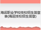 海运职业学校技校招生简章表(海运技校招生简章)