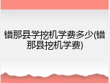 错那县学挖机学费多少(错那县挖机学费)