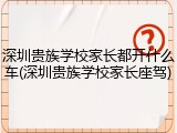 深圳贵族学校家长都开什么车(深圳贵族学校家长座驾)