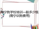 南宁狗学校培训一般多少钱(南宁训狗费用)