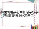 聊城高唐县初中补习学校学费(高唐初中补习费用)