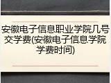 安徽电子信息职业学院几号交学费(安徽电子信息学院学费时间)