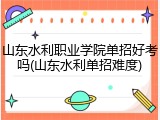 山东水利职业学院单招好考吗(山东水利单招难度)