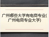 广州哪些大学有电商专业(广州电商专业大学)