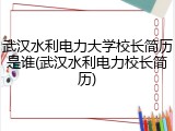 武汉水利电力大学校长简历是谁(武汉水利电力校长简历)