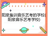 阳泉集训音乐艺考的学校(阳泉音乐艺考学校)