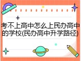 考不上高中怎么上民办高中的学校(民办高中升学路径)