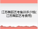 江苏舞蹈艺考集训多少钱(江苏舞蹈艺考费用)