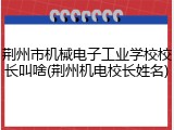 荆州市机械电子工业学校校长叫啥(荆州机电校长姓名)