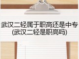 武汉二轻属于职高还是中专(武汉二轻是职高吗)