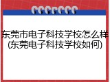 东莞市电子科技学校怎么样(东莞电子科技学校如何)