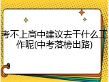 考不上高中建议去干什么工作呢(中考落榜出路)
